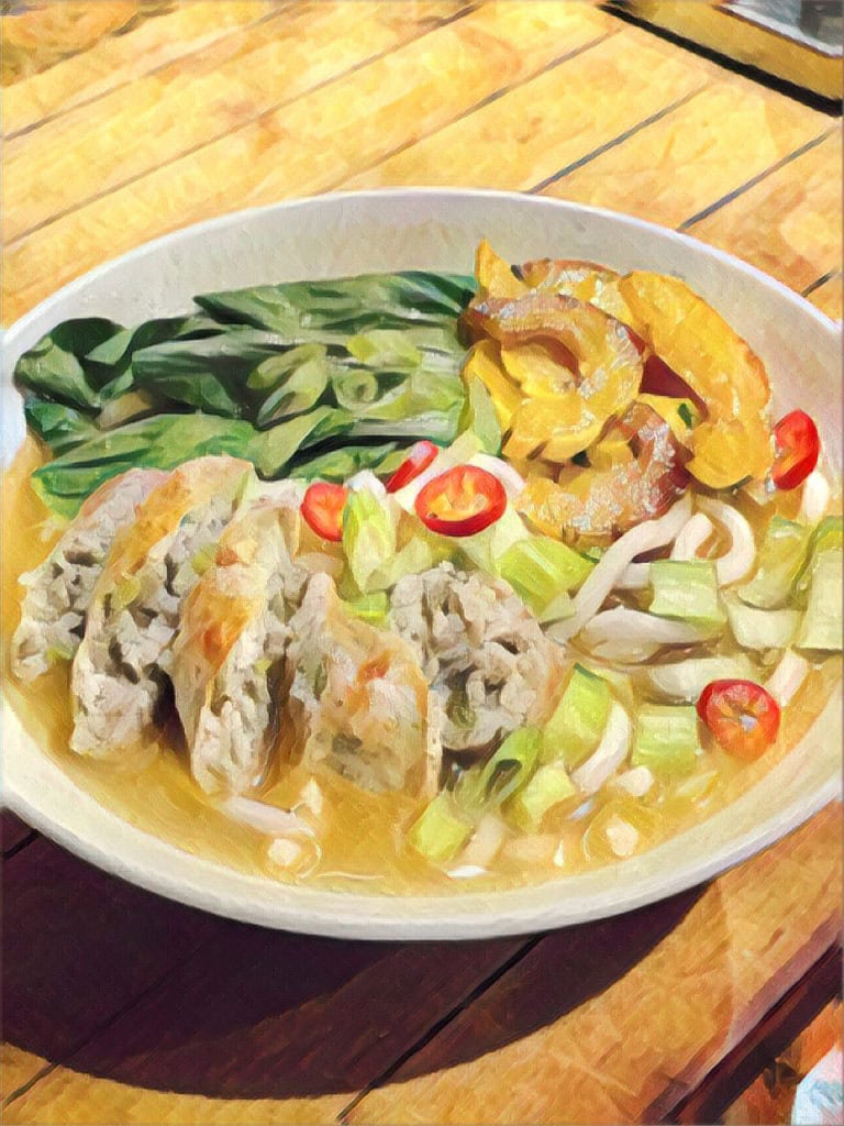 edible MAINE - Seaweed and Scallion Sausage and Bok Choy Ramen