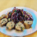 edible MAINE - Duck Sauce Sausage with Crunchy Herb, Sesame, and Peanut Slaw