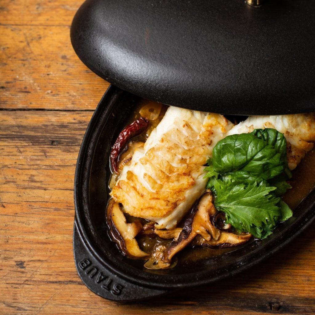 edible MAINE - Seared Flaky White Fish with a Spicy Ginger Soy Sauce