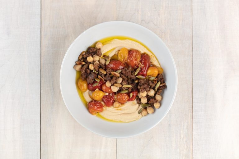 edible MAINE - Warm Lamb, Chickpea, and Hummus Bowls