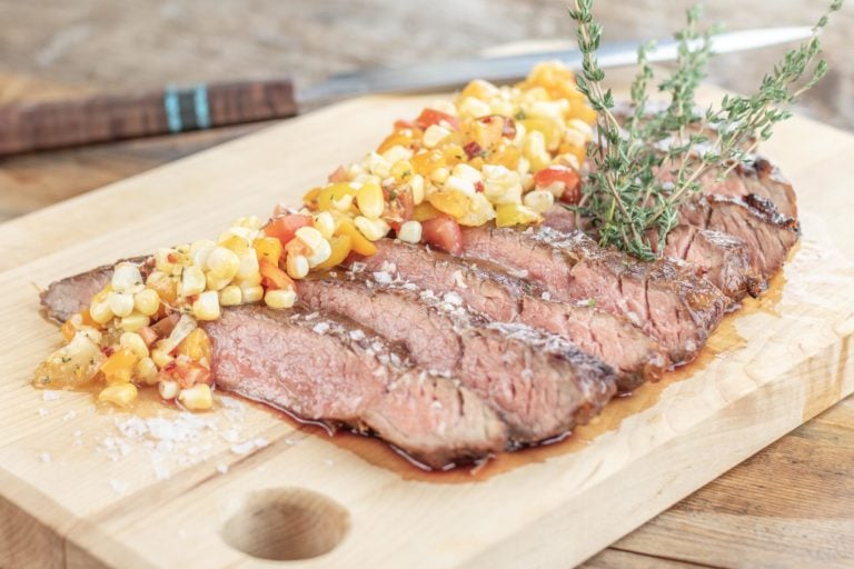 edible MAINE - Adobo Flank Steak with Corn and Tomato Relish
