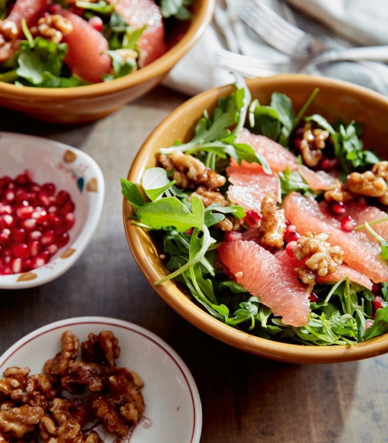 edible MAINE - Grapefruit, Sea-Salted Spiced Walnuts, and Arugula Salad