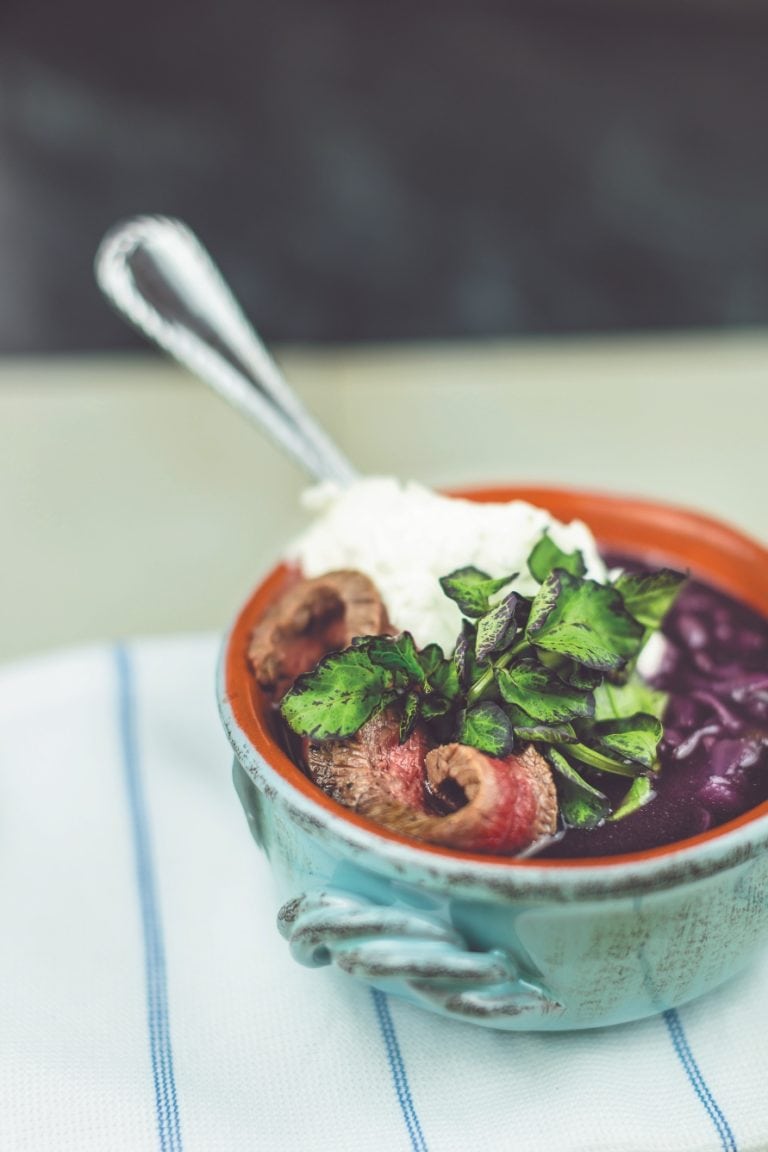 edible MAINE - Beef and Braised Cabbage Soup with Horseradish Cream