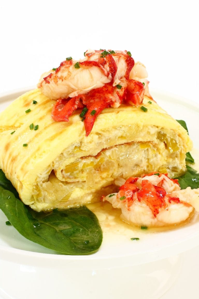 edible MAINE - Egg Roulade with Leeks, Parmesan, Lobster, and Sherry Butter