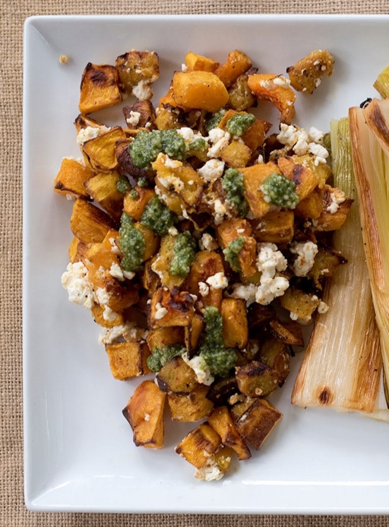 edible MAINE - Roasted Squash with Sheep’s Milk Feta and Pesto