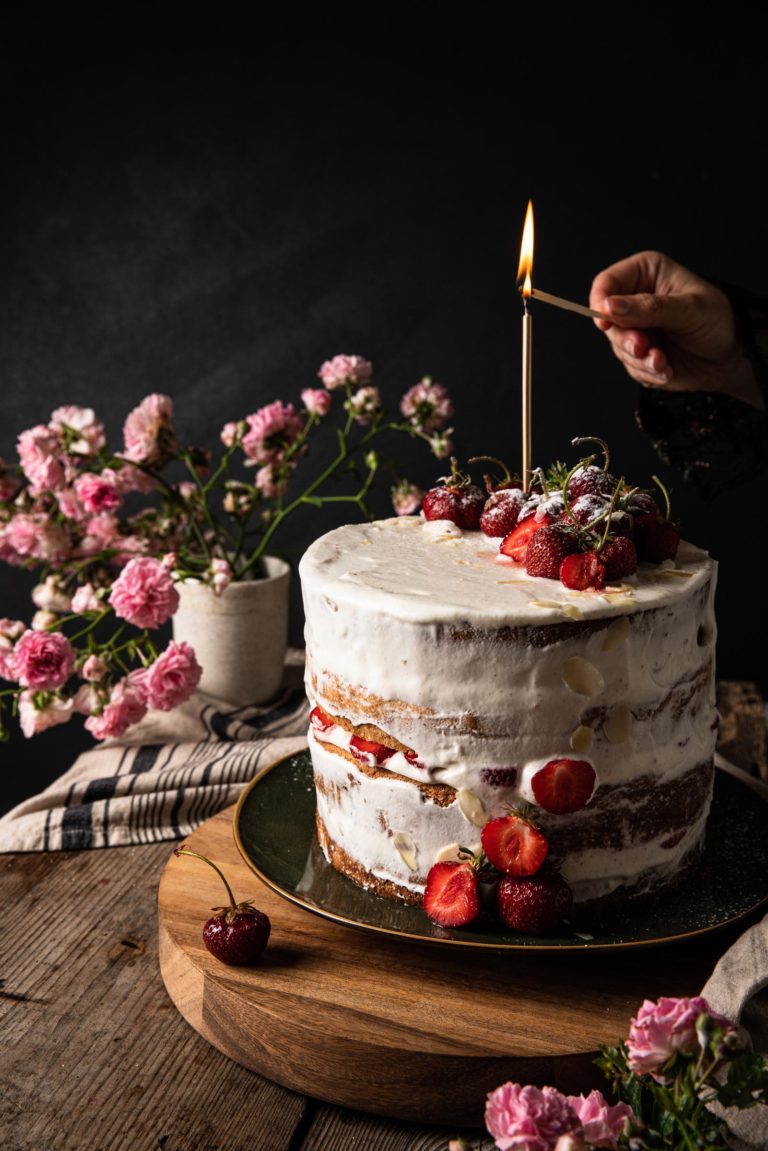 edible MAINE - Strawberry Rhubarb Vanilla Buttermilk Layer Cake