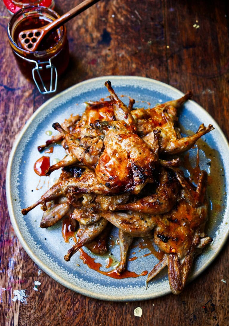 edible MAINE - Grilled Quail with Hot Honey