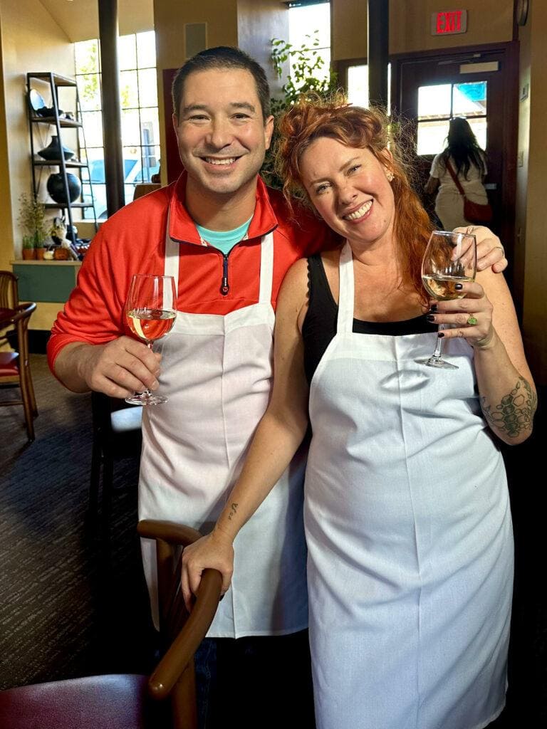 Chris & Maggie at the Santa Fe Cooking School with the edible community.