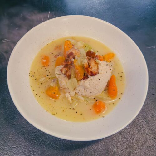 edible MAINE - Almond, Whitefish, and Smoked Shrimp Stew